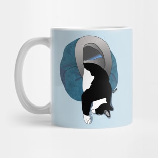 Cute Tuxedo cat in in his Igloo Copyright TeAnne Mug